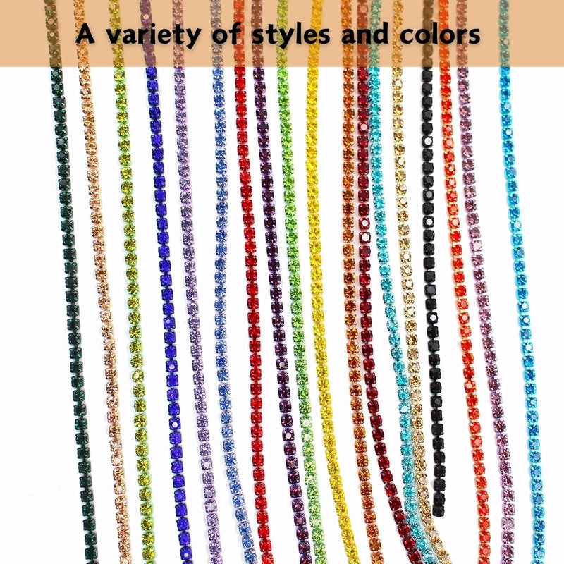 PEARLY JUN 10 Yards Orange Rhinestone Chain Topaz Rhinestone Trim Crystal Artificial Stone Trim Cup Chain SS6 2mm Color Plated Cup Stitch Costume Decoration - Image 4